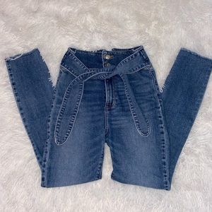 A&F High Rise Skinny Jeans With Tie
